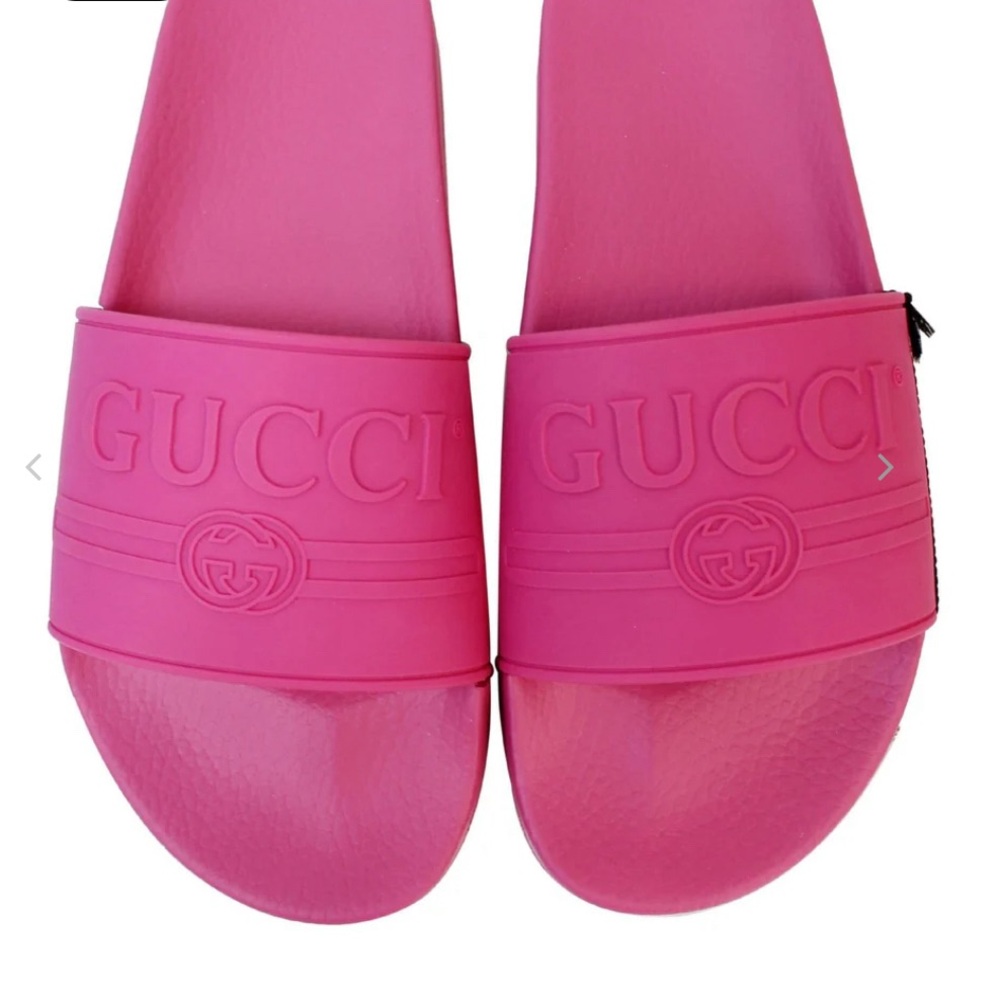 Gucci women Fuchsia Pink authentic logo super cute slides